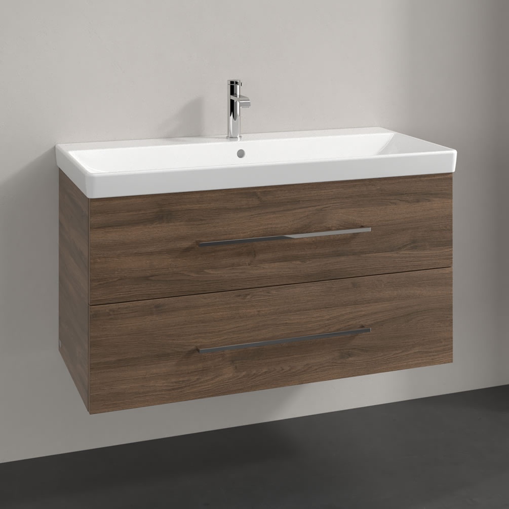 Lifestyle image of Villeroy & Boch Avento Arizona Oak 1000mm Wall-Hung Basin Vanity Unit